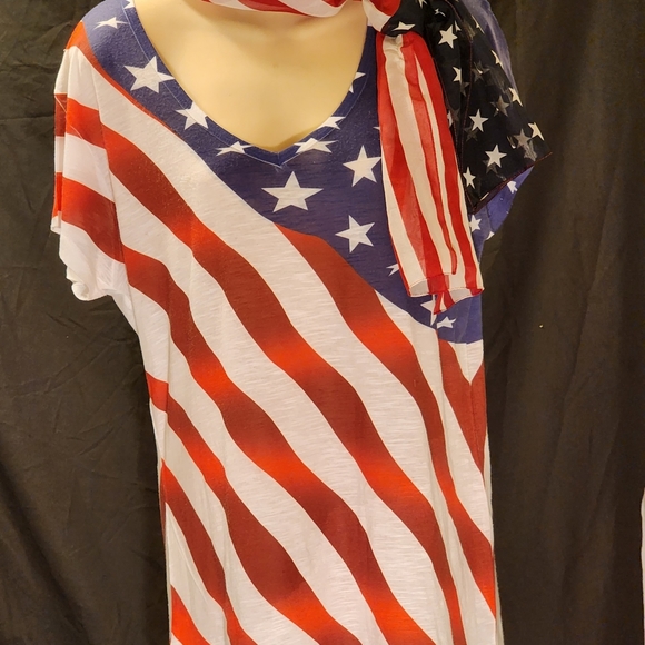 AMERICAN SUMMER CLOTHING CO. AMERICAN FLAG XL TEE & SCARF - Picture 1 of 10